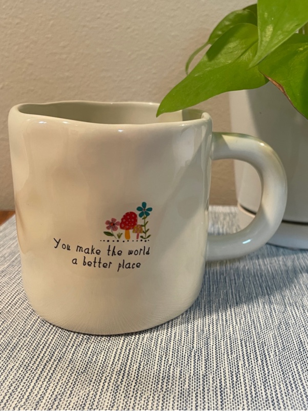 Natural Life Ceramic Mushroom Mug – “You Make the World a Better Place”